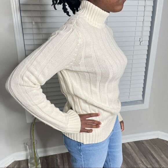 Revolve Ralph Lauren Jeans Ribbed Cream Turtleneck Sweater - Picture 4 of 15